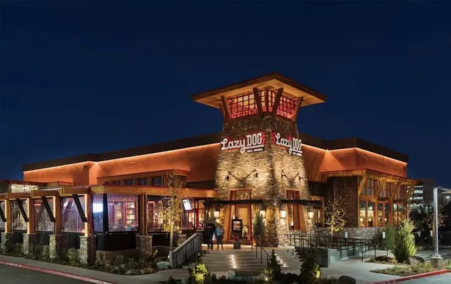 a view of a building with a fountain
