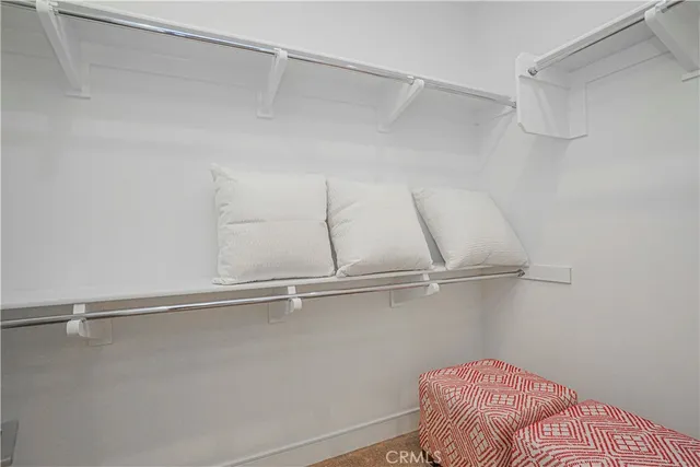 a view of a room with racks on the wall