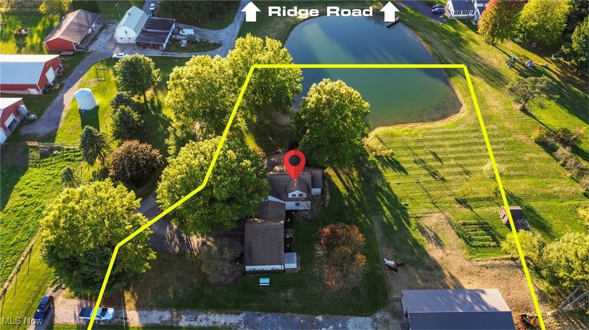 3804 Ridge Road Cortland, OH 44410 - Photo 10 of 44 Aerial view of property's location featuring a large body of water and property parcel outlined