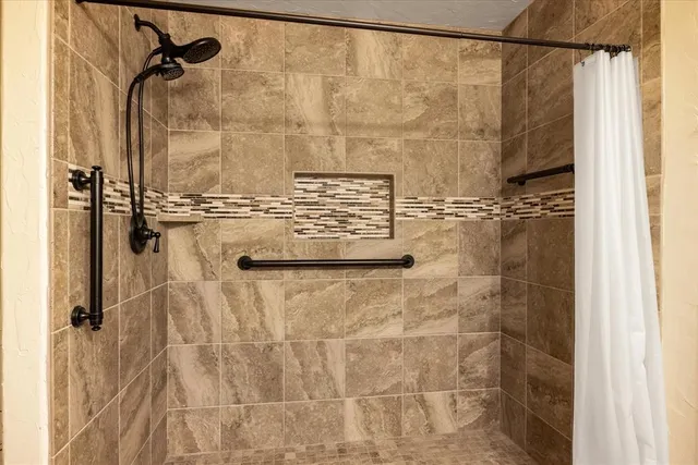 a bathroom with a shower