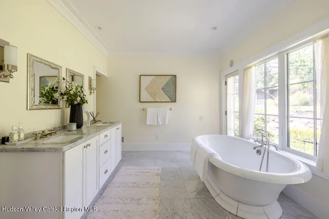 a bathroom with a bathtub