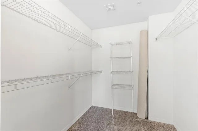 a view of an empty walk in closet