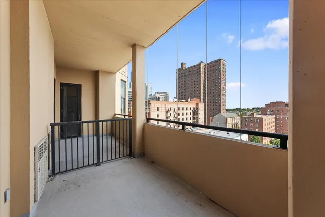 a view of a city with tall buildings