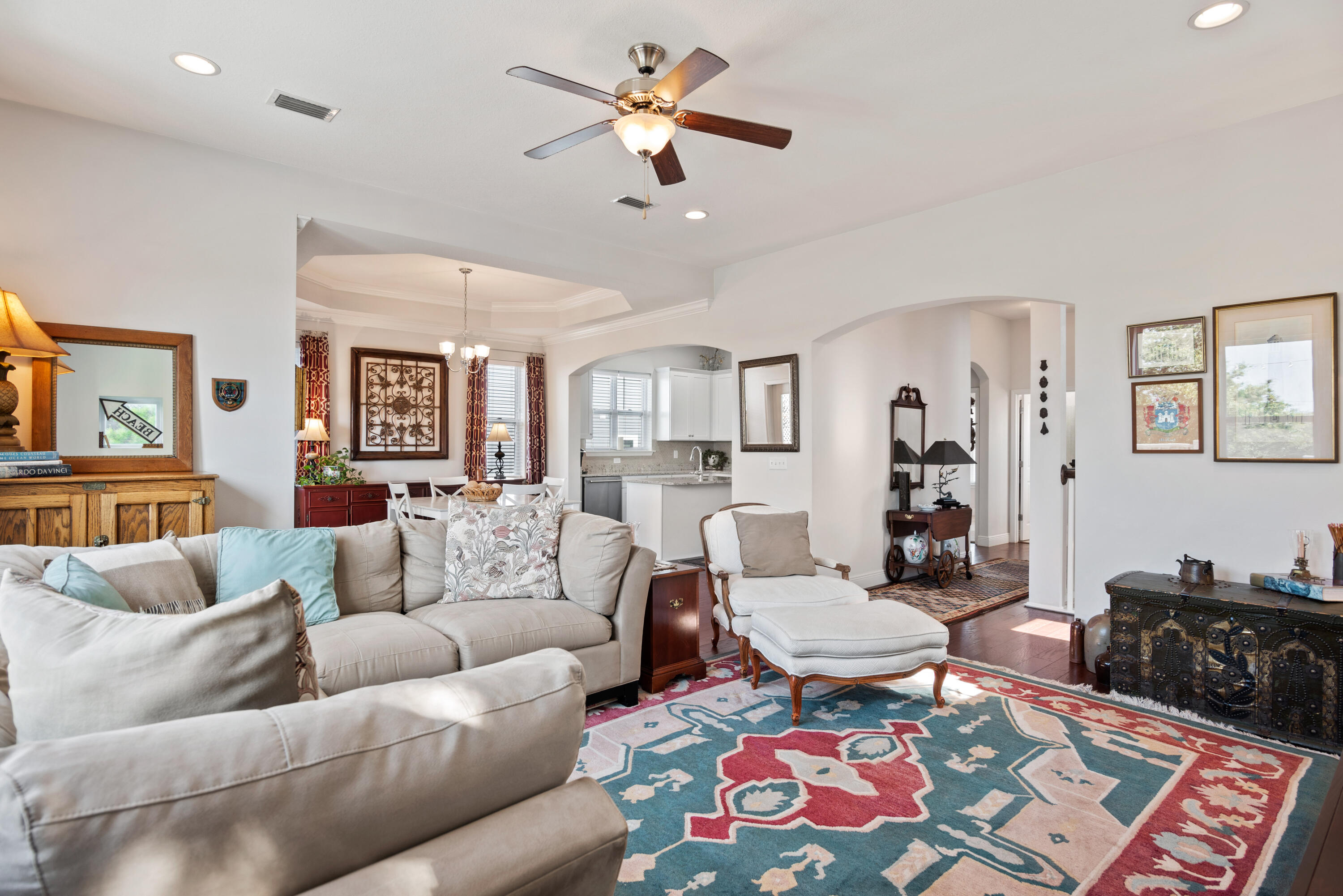 13 Inlet Cove Inlet Beach, FL 32461 - Photo 8 of 49 a living room with furniture ceiling fan and a rug