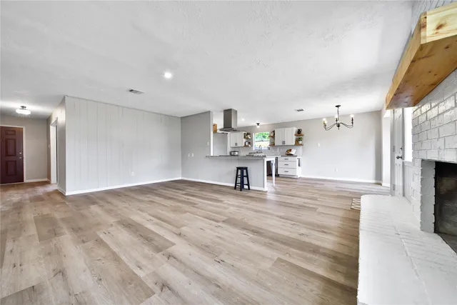 a view of kitchen and living room