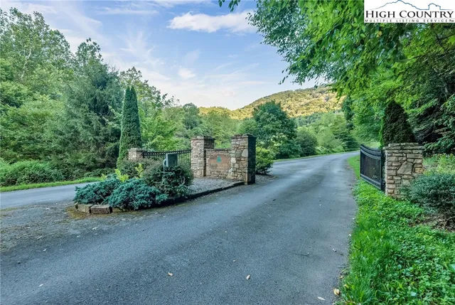 a view of a street from a garden