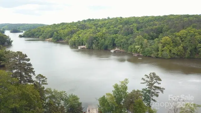 a view of a lake with mountain