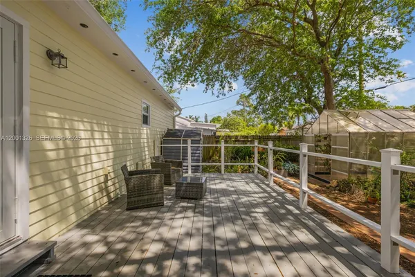 a view of an outdoor space with seating area