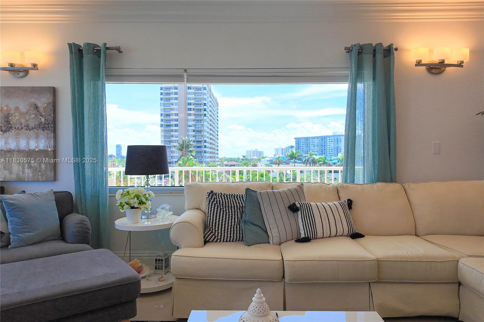 1950 South Ocean Drive, Unit 4E Hallandale Beach, FL 33009 - Photo 4 of 33 a living room with furniture and a flat screen tv