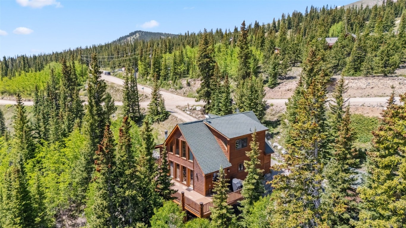1375 Roberts Road Alma, CO 80420 - Photo 45 of 50 View from above of property featuring a forest and a mountainous background