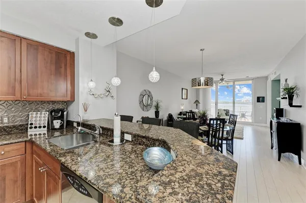 a kitchen with lots of counter space