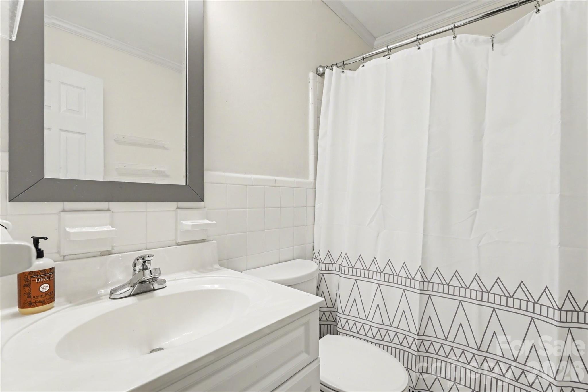 3101 Eastburn Road Charlotte, NC 28210 - Photo 28 of 31 a bathroom with a sink a toilet and shower curtain