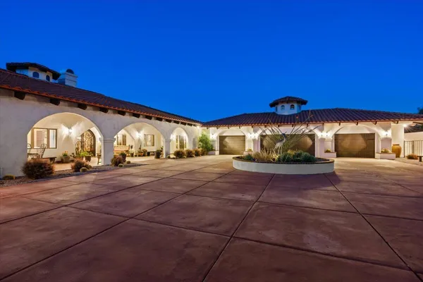 a front view of a house with entertaining space