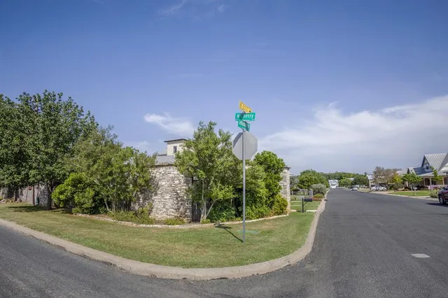 a view of a big yard with large trees