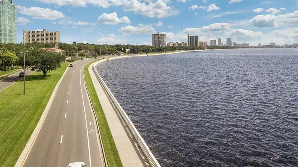 a view of a city with tall buildings