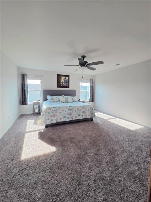 3042 Lowell Road Bethlehem, GA 30620 - Photo 32 of 53 a spacious bedroom with a bed and a chandelier