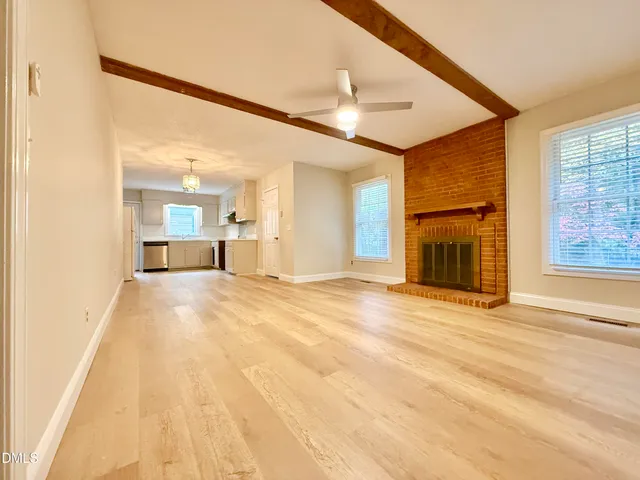 a view of a livingroom with a fireplace