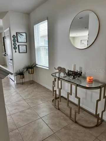 a workspace with furniture and window