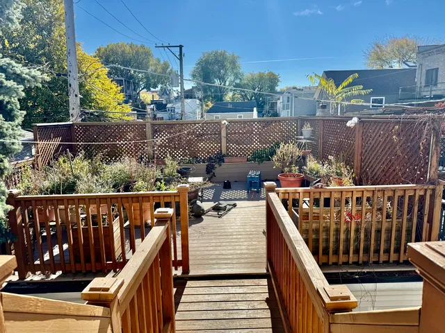 an outdoor view of garden with patio