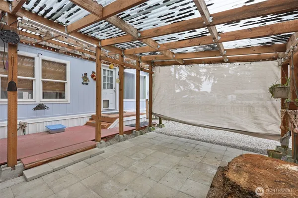 a view of an indoor porch