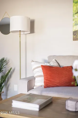 a room with a book shelf