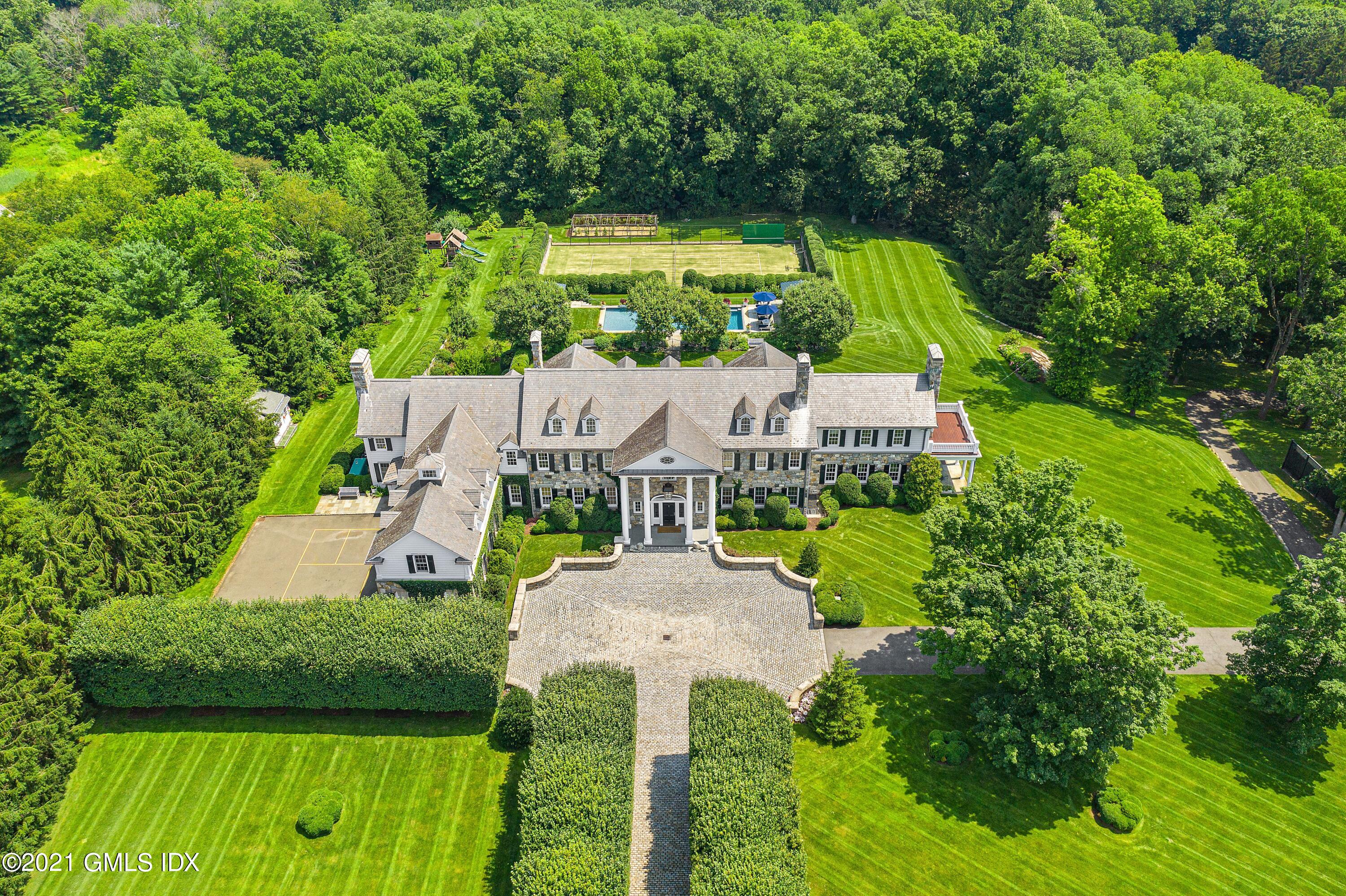 an aerial view of a house