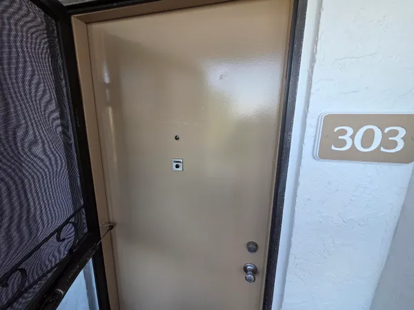 a close up of a door