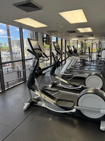 a room with gym equipment