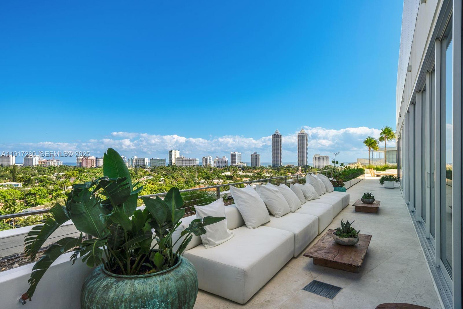 4701 Meridian Avenue, Unit UPH21 Miami Beach, FL 33140 - Photo 19 of 40 a terrace with outdoor seating and city view