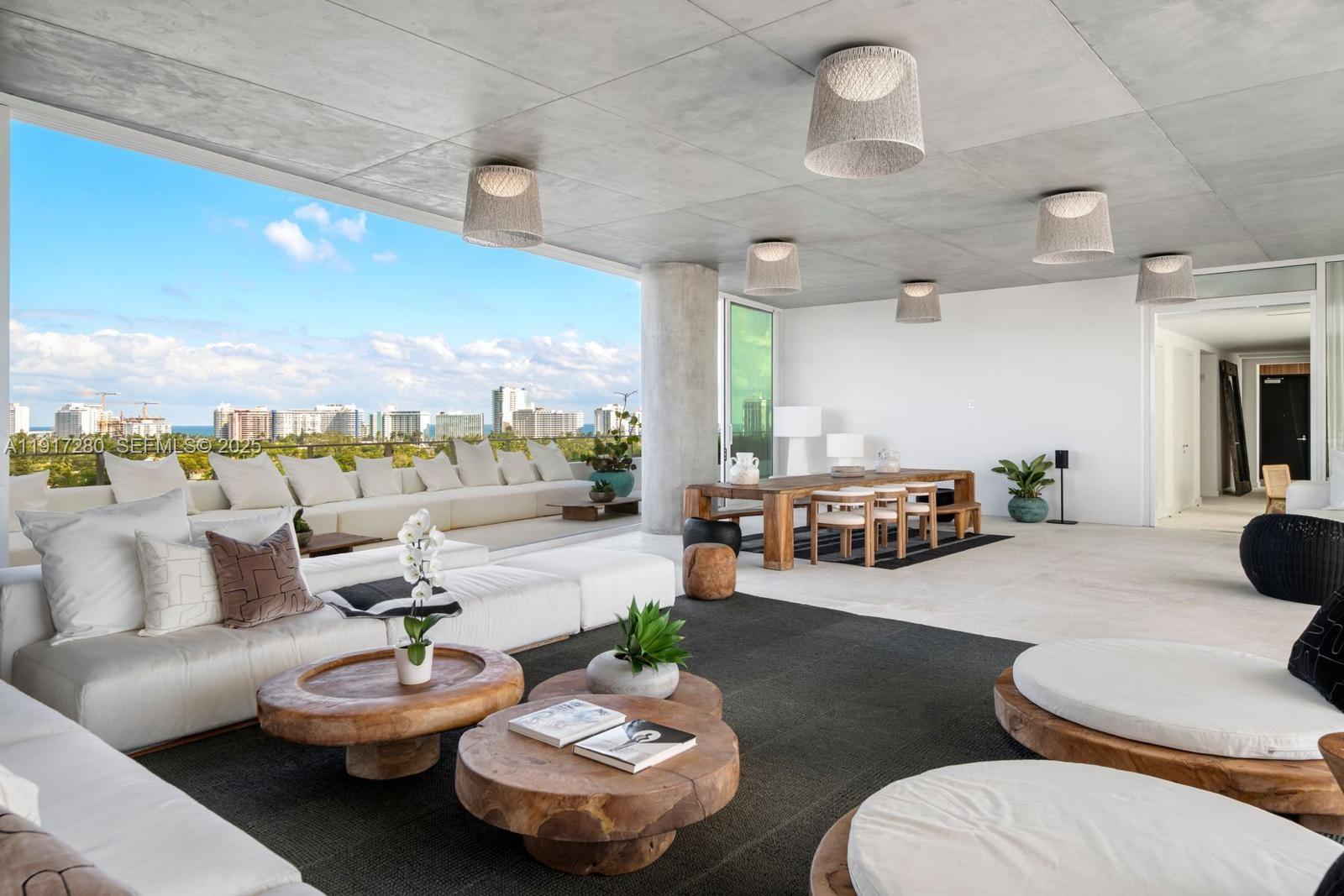 4701 Meridian Avenue, Unit UPH21 Miami Beach, FL 33140 - Photo 4 of 40 a living room with furniture and a kitchen view