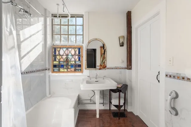 a view of a lake with a yard