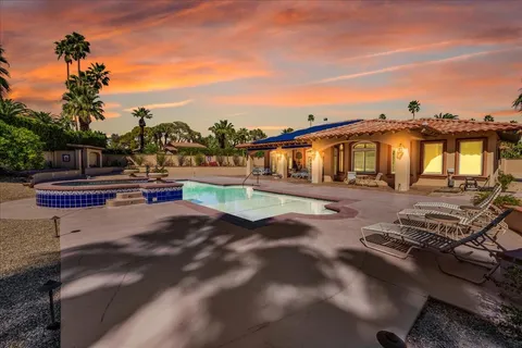 a view of a yard with palm tree