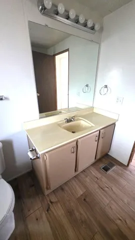 a room with table and window