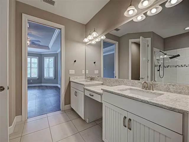 an aerial view of a house with a garden