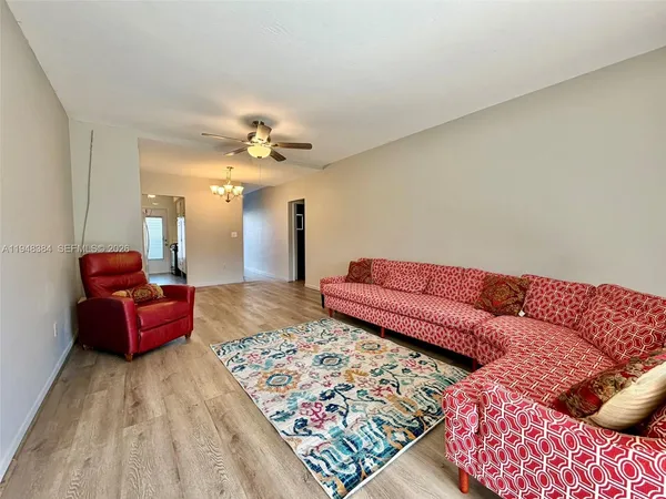 a living room with furniture