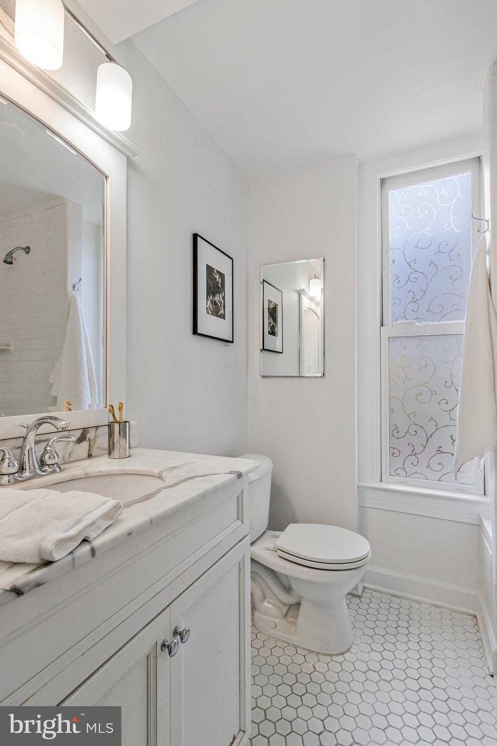 334 E Street Northeast Washington, DC 20002 - Photo 14 of 32 a bathroom with a sink a toilet and a window