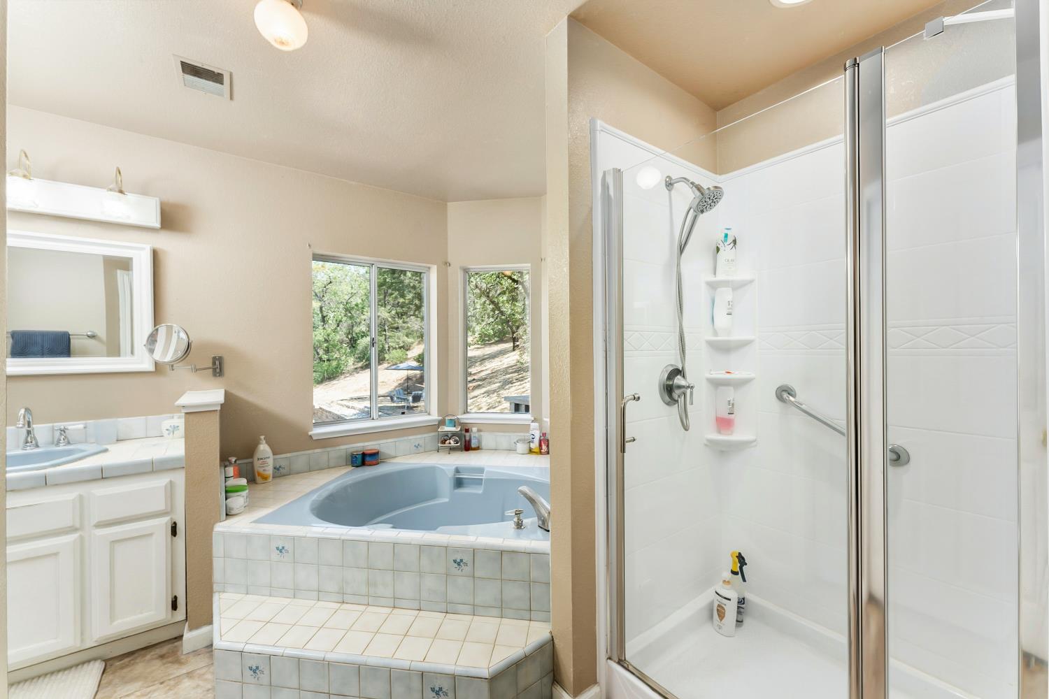 3472 See View Court Rescue, CA 95672 - Photo 19 of 37 a bathroom with a granite countertop sink a bathtub and shower
