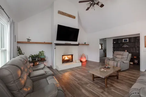 a living room with furniture