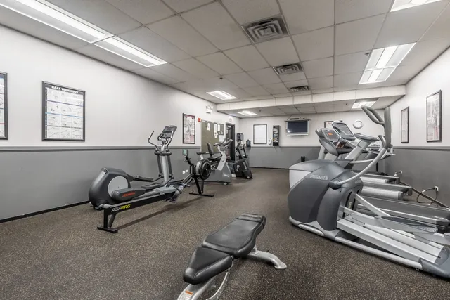 a room with gym equipment