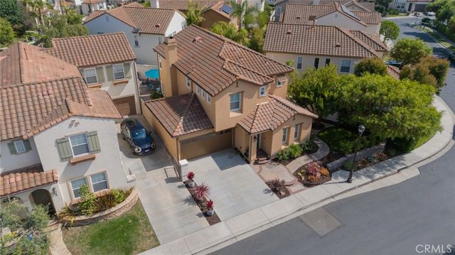 an aerial view of a house