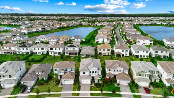 an aerial view of a house