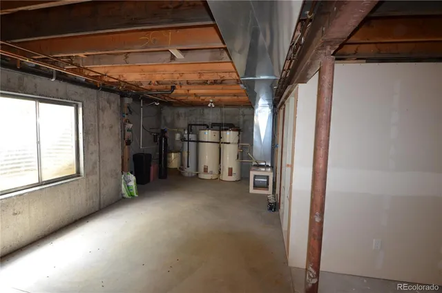 a view of a hallway with a large window