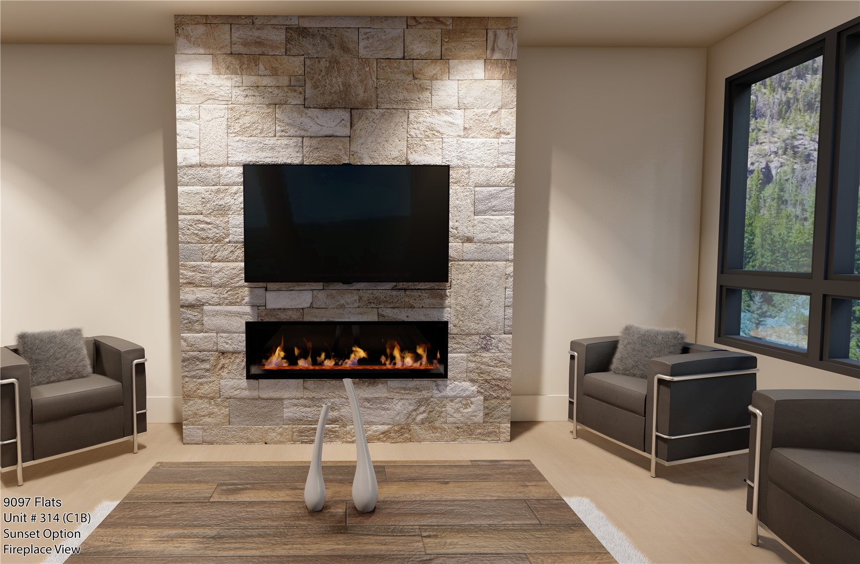 80 West Main Street, Unit 306 Frisco, CO 80443 - Photo 39 of 43 a living room with furniture a flat screen tv and a fireplace