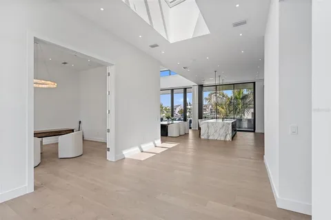 a view of a big room with large windows