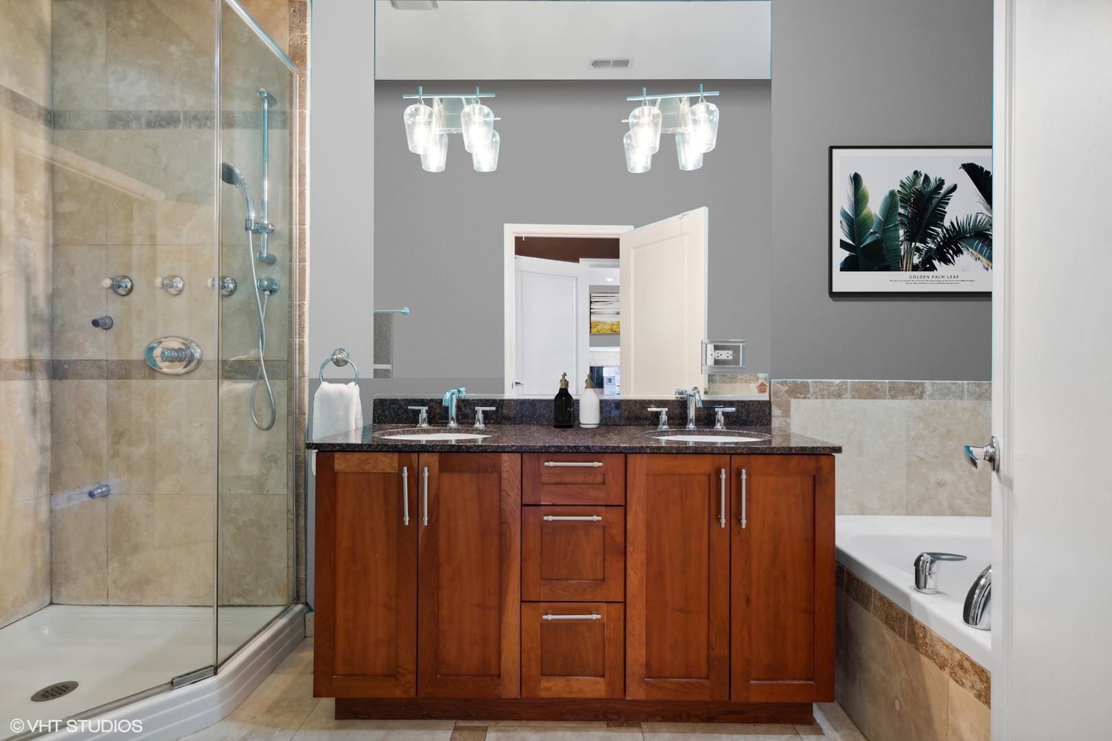 1555 North Wood Street, Unit 302 Chicago, IL 60622 - Photo 11 of 14 a bathroom with a bathtub a sink and a mirror