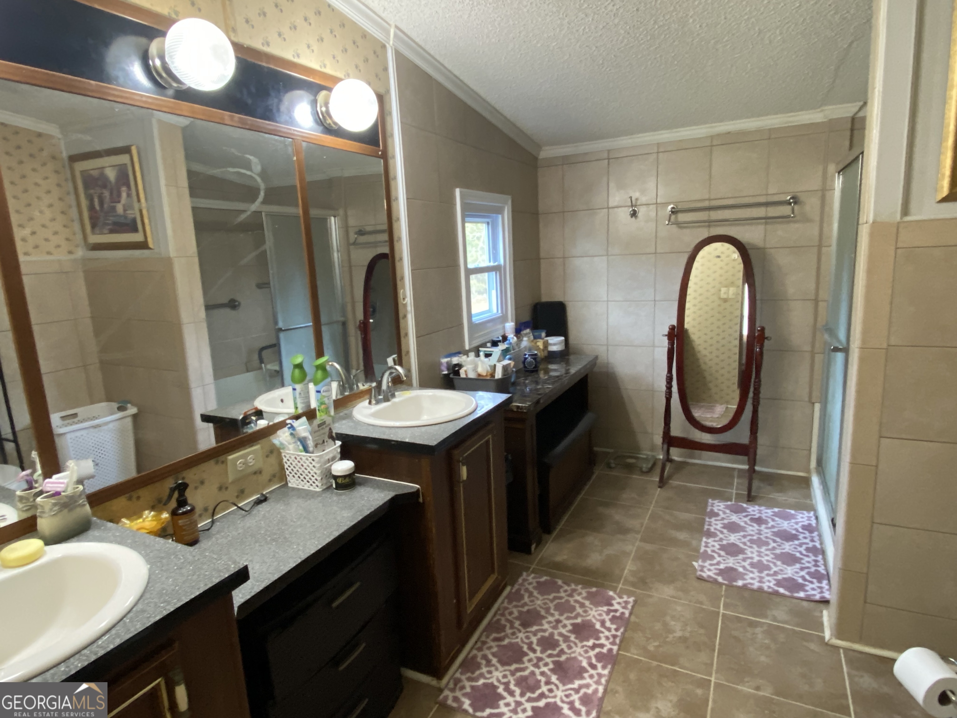 580 Centralia Rachels Road Warthen, GA 31094 - Photo 19 of 40 a spacious bathroom with a granite countertop sink a toilet and a mirror