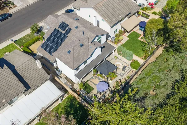 an aerial view of a house
