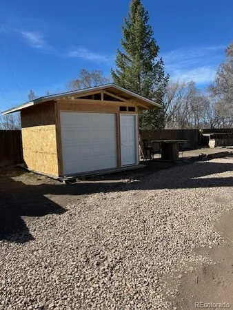 a backyard of a house with wooden fence