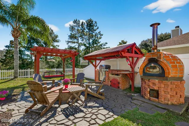 a view of a park with a slide