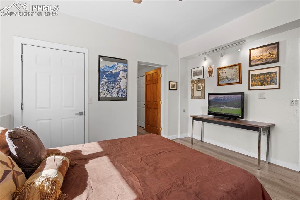 455 Golden Bell Lane Divide, CO 80814 - Photo 22 of 30 a bedroom with a bed and a flat screen tv